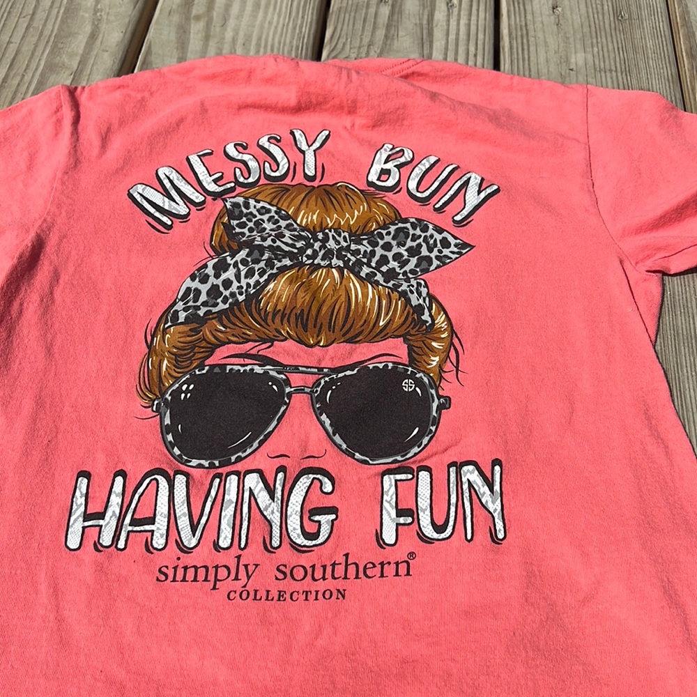 Pink messy bun tshirt